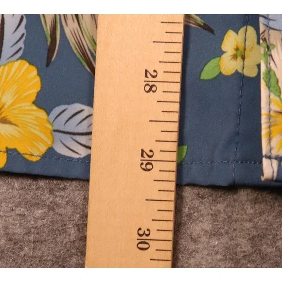 Hurley Mens XXL Blue Hawaiian Floral Hibiscus Short Sleeve Camp Shirt - Picture 5 of 6